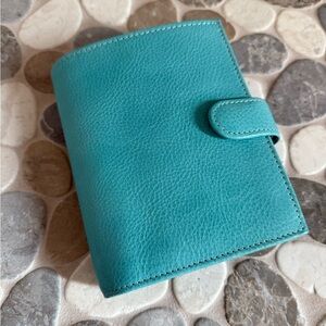 Van der Spek Custom Leather Pocket Rings Organizer, 16mm, Turchese and Peach